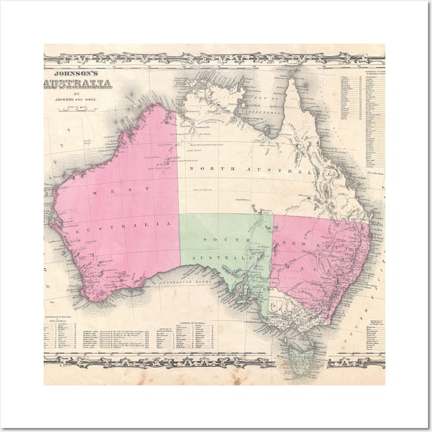 Vintage Map of Australia (1862) Wall Art by Bravuramedia